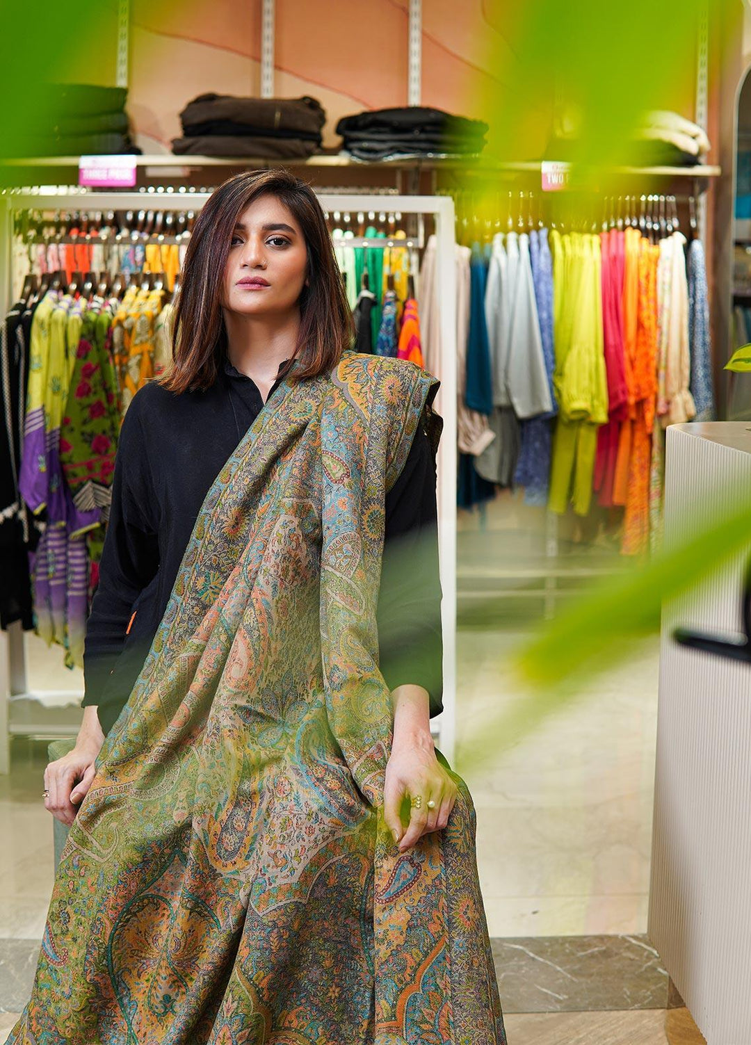 Sanaulla Exclusive Range  Pashmina  Shawls MAMA-42 Multi-2 - Pashmina Shawls