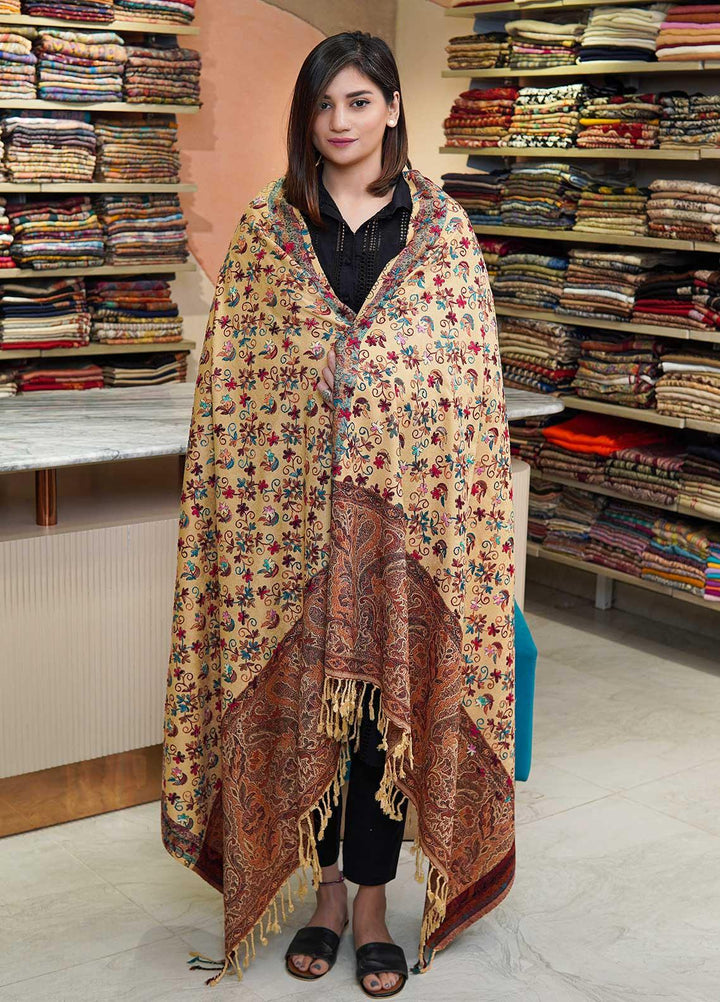 Sanaulla Exclusive Range  Pashmina  Shawls Kaani Palla Jaal KPS-32 Multi06 - Pashmina Shawls