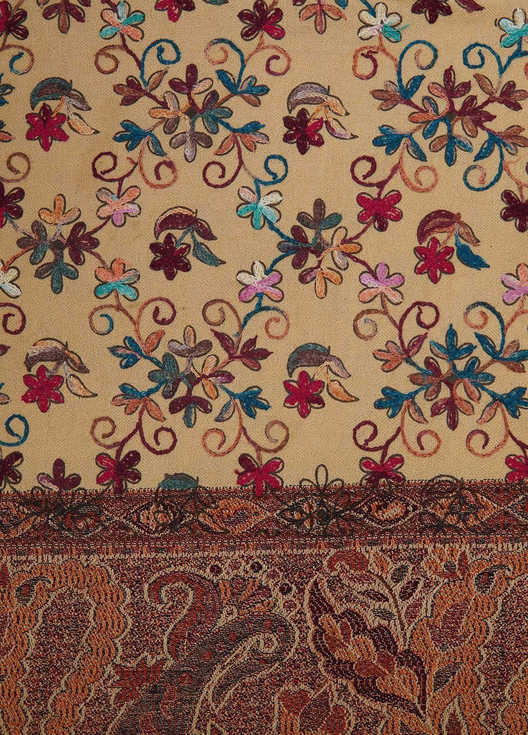 Sanaulla Exclusive Range  Pashmina  Shawls Kaani Palla Jaal KPS-32 Multi06 - Pashmina Shawls