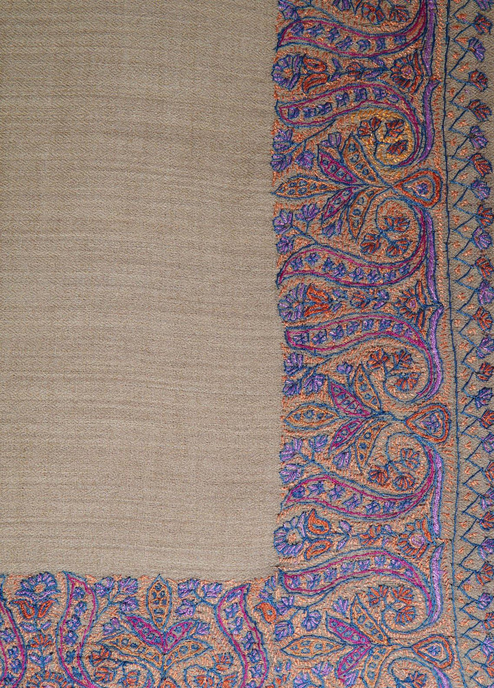 Sanaulla Exclusive Range  Pashmina  Shawls MAMA-47 Fawn-1      - Pashmina Shawls