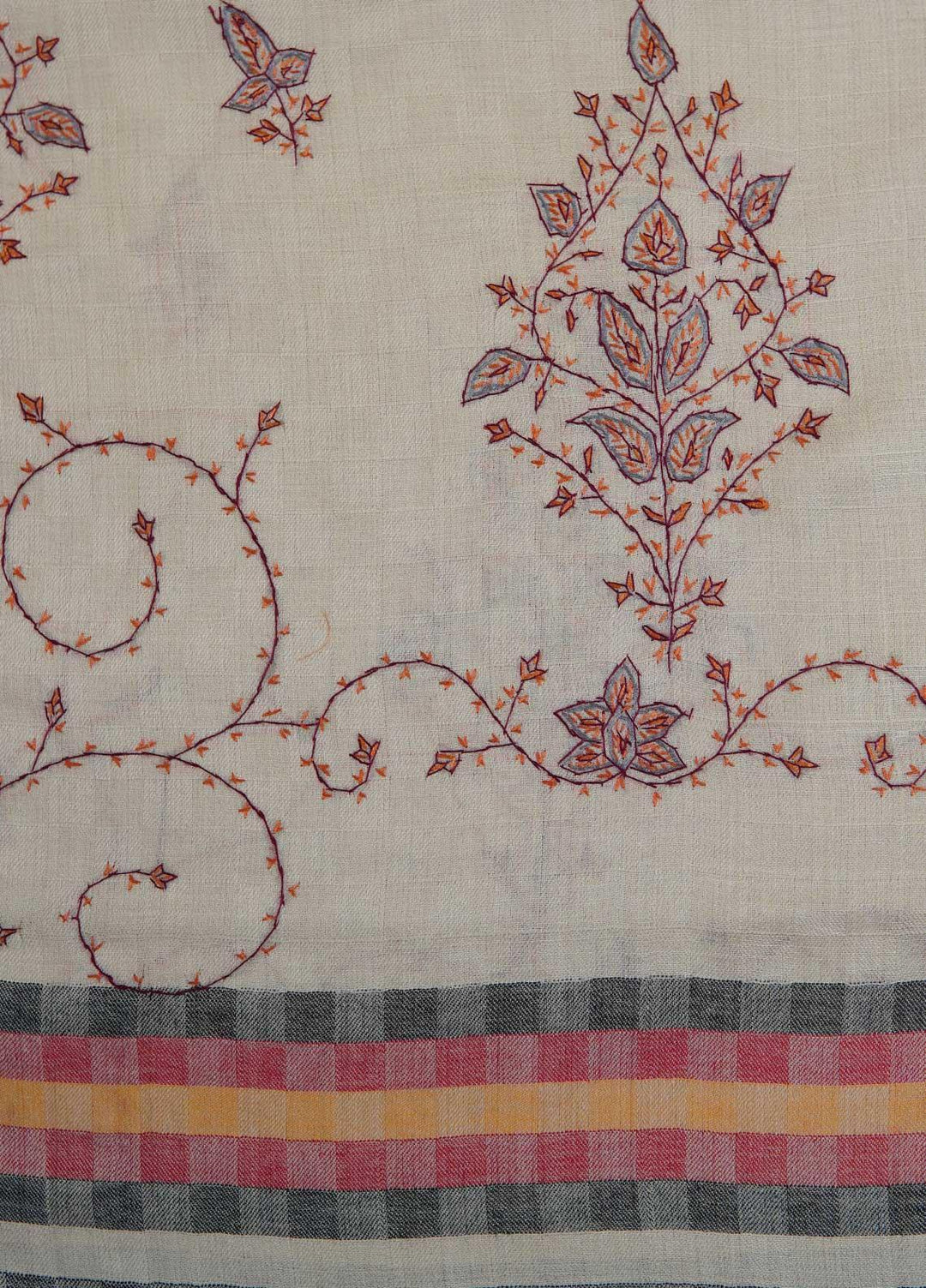 Sanaulla Exclusive Range  Pashmina  Shawls Multi Palla Emb DD KPS-45 Fawn02 - Pashmina Shawls