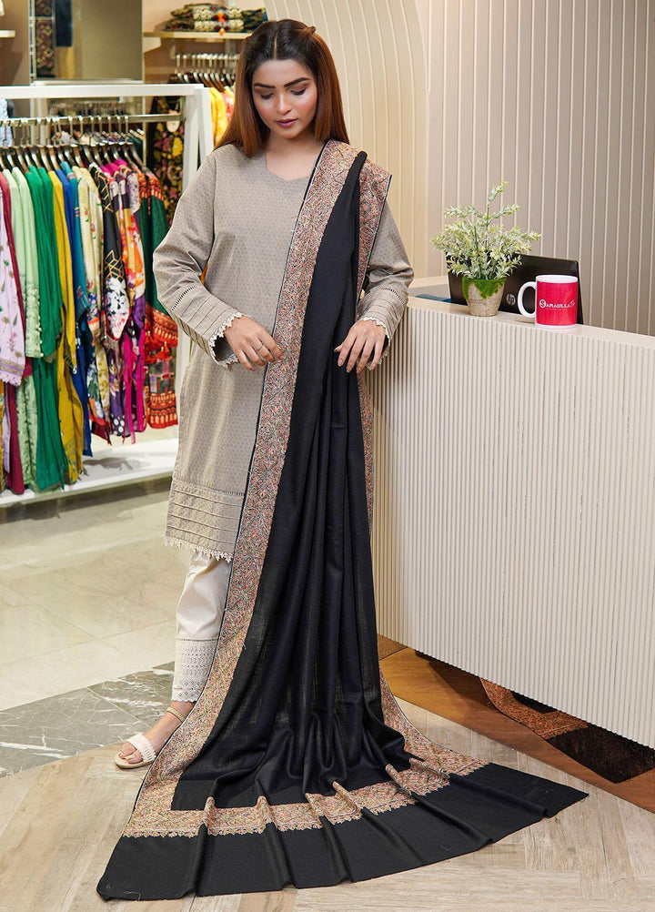 Sanaulla Exclusive Range  Pashmina  Shawls MAMA-20 Black-4 - Pashmina Shawls