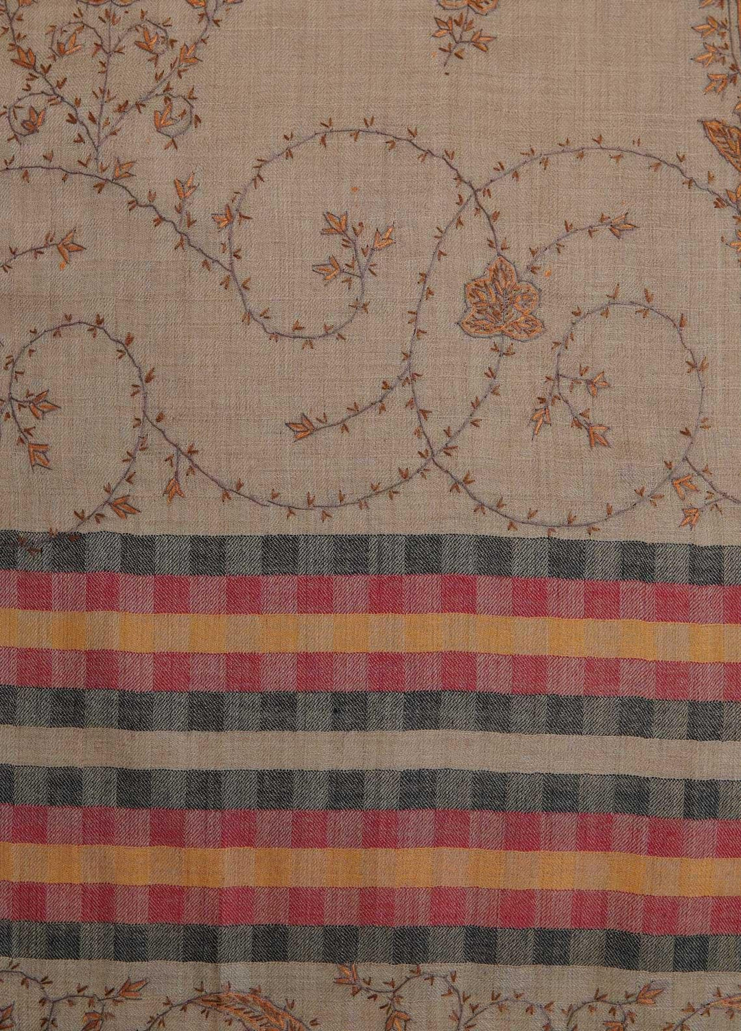 Sanaulla Exclusive Range  Pashmina  Shawls Multi Palla Emb DD KPS-45 Brown01 - Pashmina Shawls