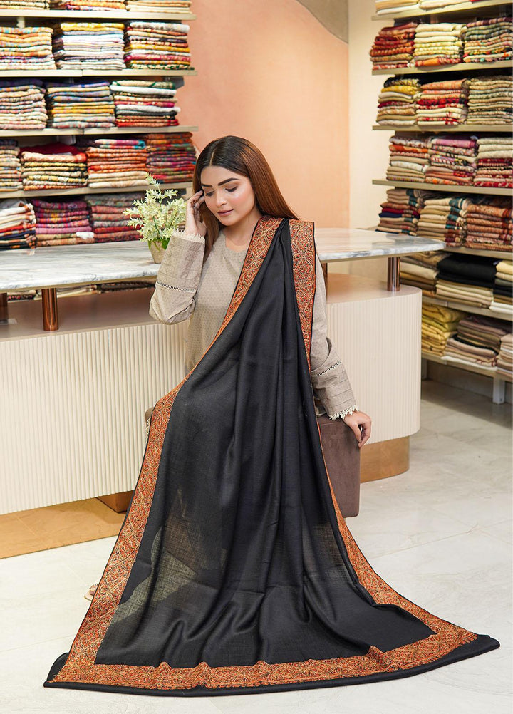 Sanaulla Exclusive Range  Pashmina  Shawls MAMA-20 Black-5 - Pashmina Shawls
