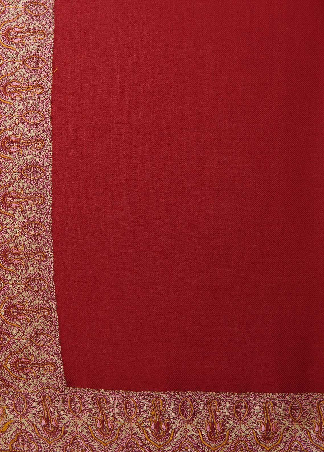Sanaulla Exclusive Range  Pashmina  Shawls Mh Dour Sdt KPS-09 Red - Pashmina Shawls