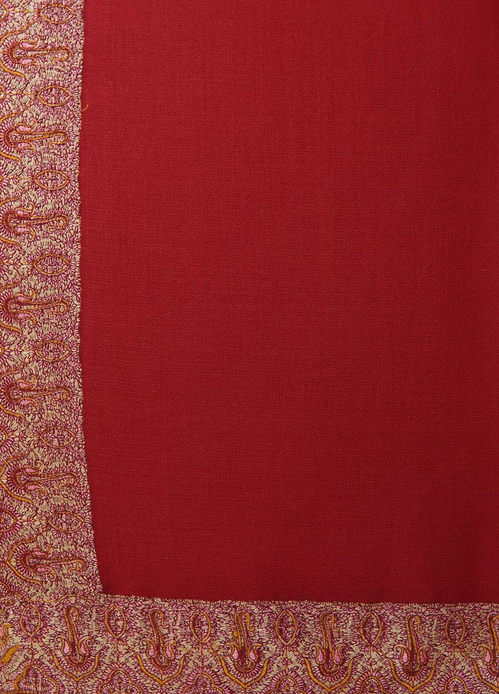 Sanaulla Exclusive Range  Pashmina  Shawls Mh Dour Sdt KPS-09 Red - Pashmina Shawls