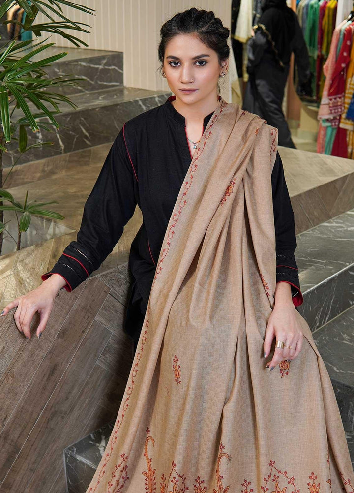 Sanaulla Exclusive Range  Pashmina  Shawls Multi Palla Emb DD KPS-45 Brown02 - Pashmina Shawls