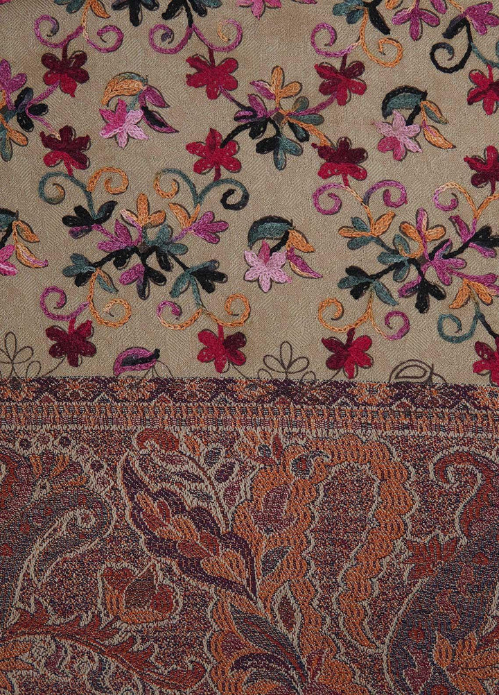 Sanaulla Exclusive Range  Pashmina  Shawls Kaani Palla Jaal KPS-32 Multi14 - Pashmina Shawls