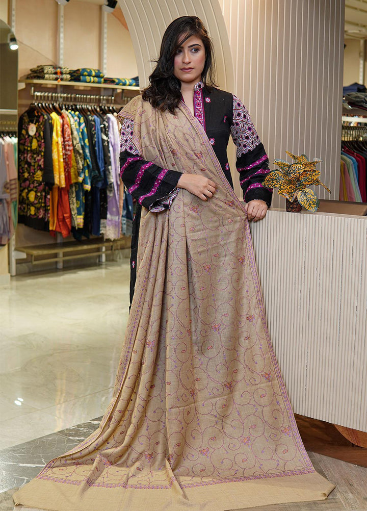 Sanaulla Exclusive Range  Pashmina  Shawls MAMA-21 Fawn-2 - Pashmina Shawls