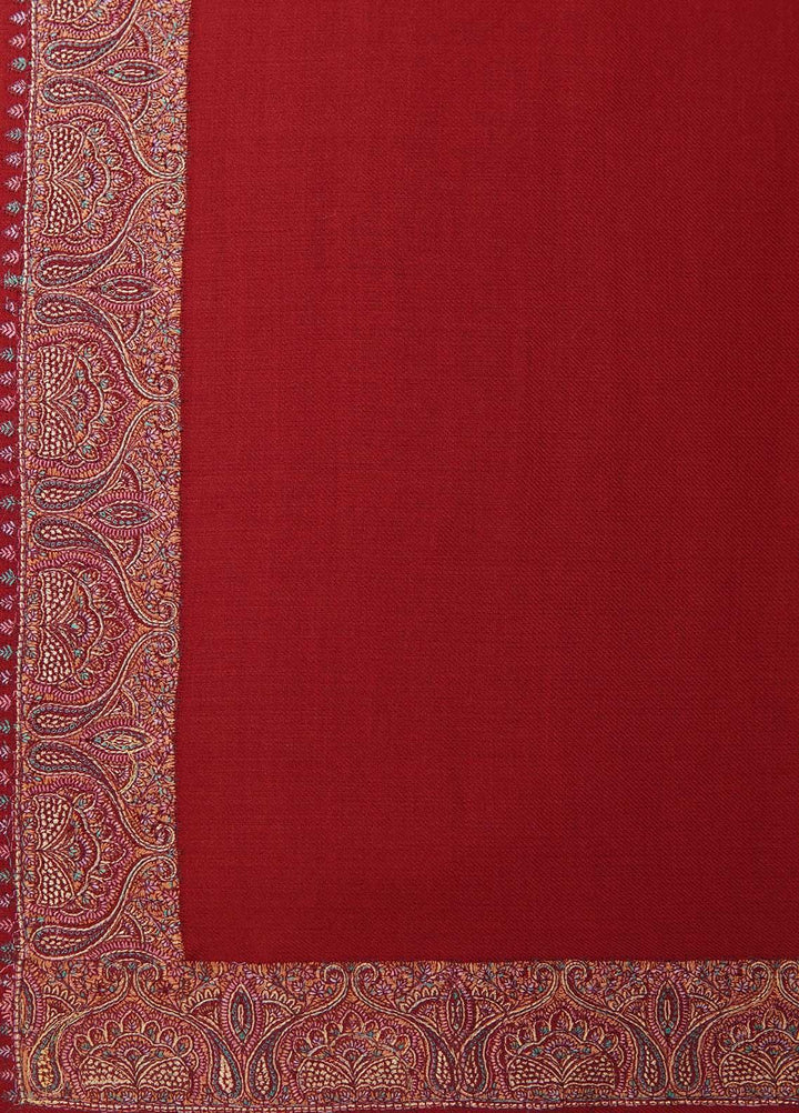 Sanaulla Exclusive Range  Pashmina  Shawls Mh Dour Sdt KPS-09 Red03 - Pashmina Shawls