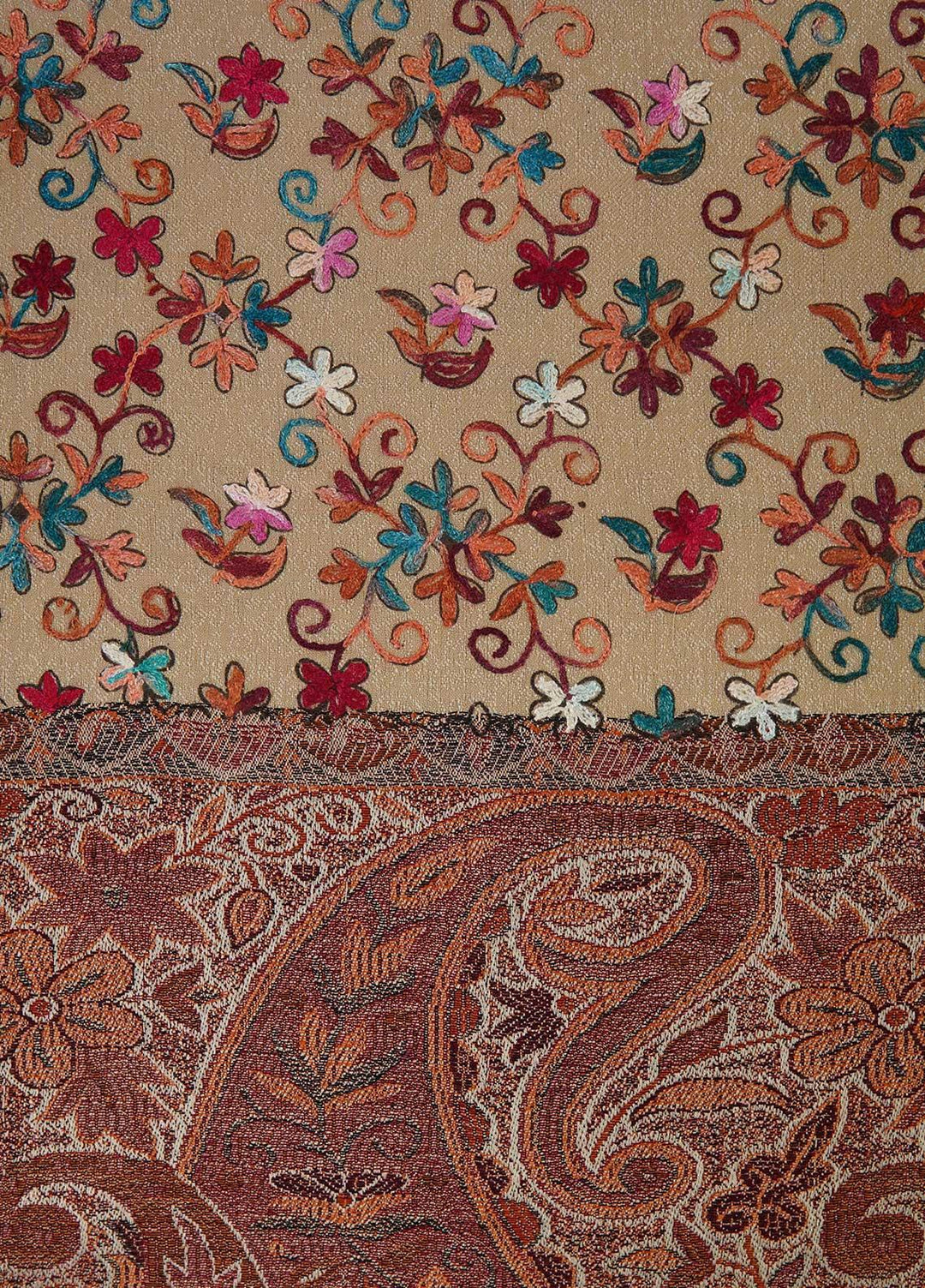 Sanaulla Exclusive Range  Pashmina  Shawls Kaani Palla Jaal KPS-32 Multi15 - Pashmina Shawls