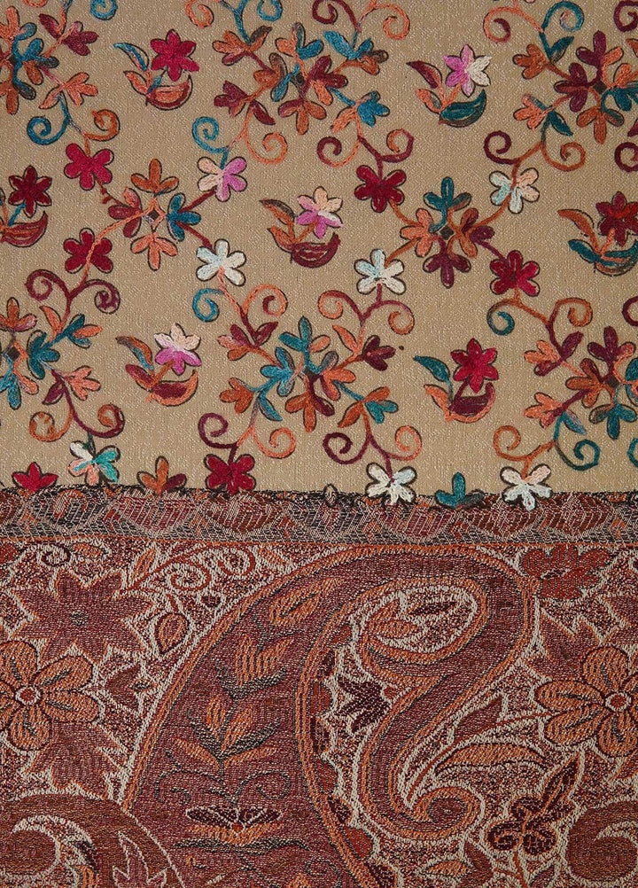 Sanaulla Exclusive Range  Pashmina  Shawls Kaani Palla Jaal KPS-32 Multi15 - Pashmina Shawls