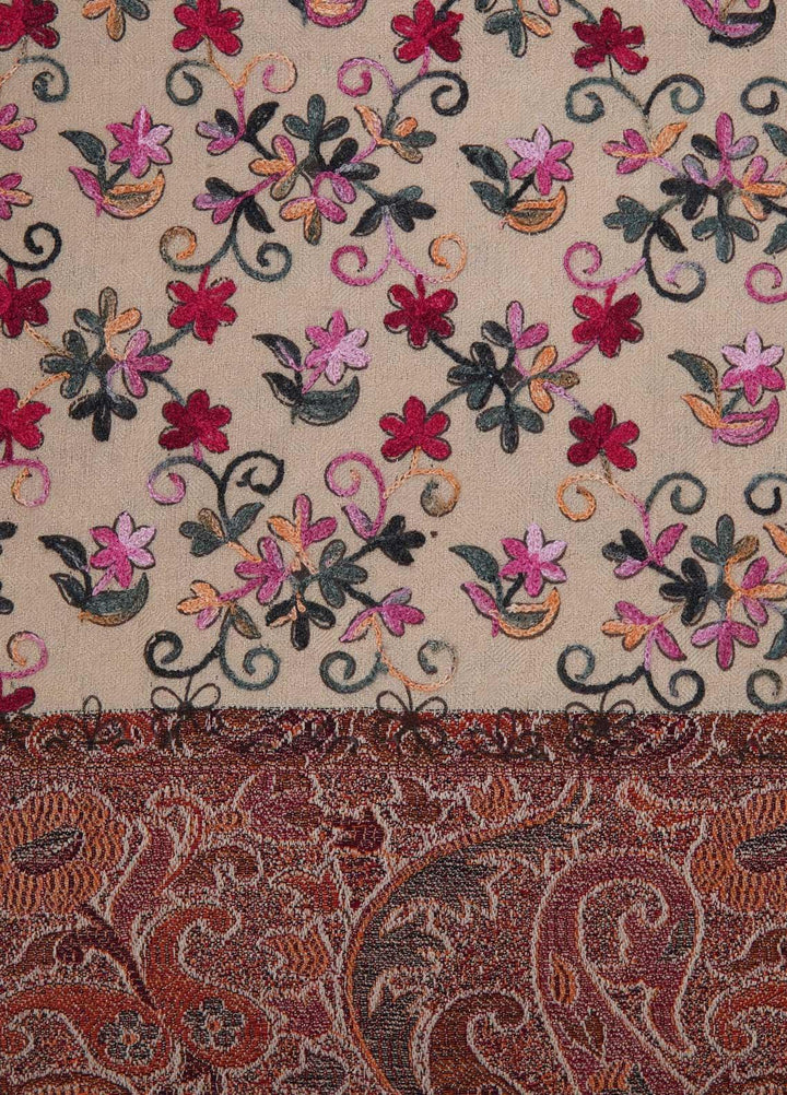 Sanaulla Exclusive Range  Pashmina  Shawls Kaani Palla Jaal KPS-32 Multi21 - Pashmina Shawls