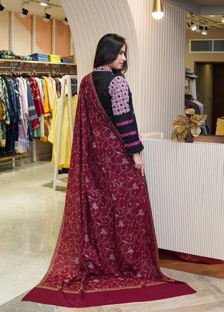Sanaulla Exclusive Range  Pashmina  Shawls MAMA-21 Maroon-1 - Pashmina Shawls