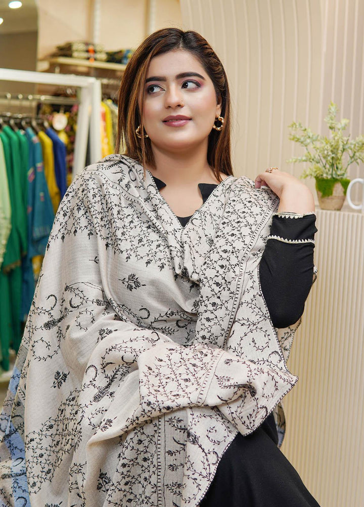 Sanaulla Exclusive Range  Pashmina  Shawls MAMA-47 Off White     - Pashmina Shawls