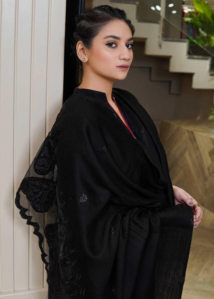 Sanaulla Exclusive Range  Pashmina  Shawls Tissue Palla C KPS-46 Black - Pashmina Shawls