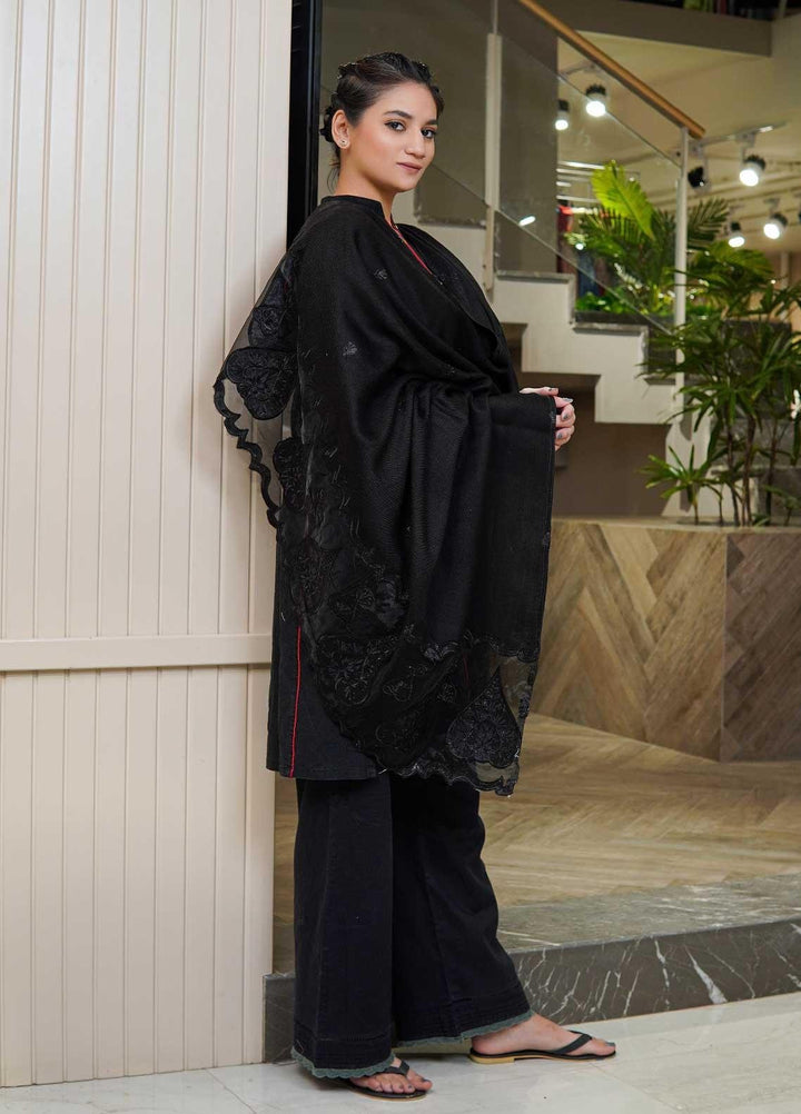 Sanaulla Exclusive Range  Pashmina  Shawls Tissue Palla C KPS-46 Black - Pashmina Shawls