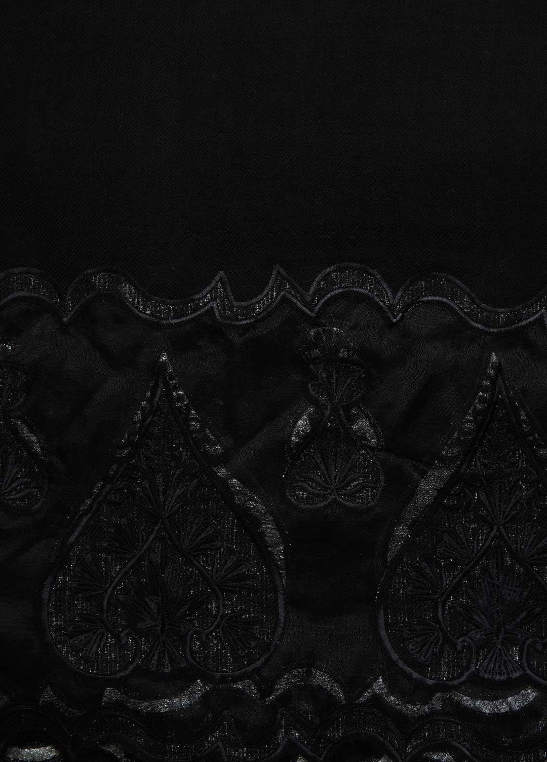 Sanaulla Exclusive Range  Pashmina  Shawls Tissue Palla C KPS-46 Black - Pashmina Shawls