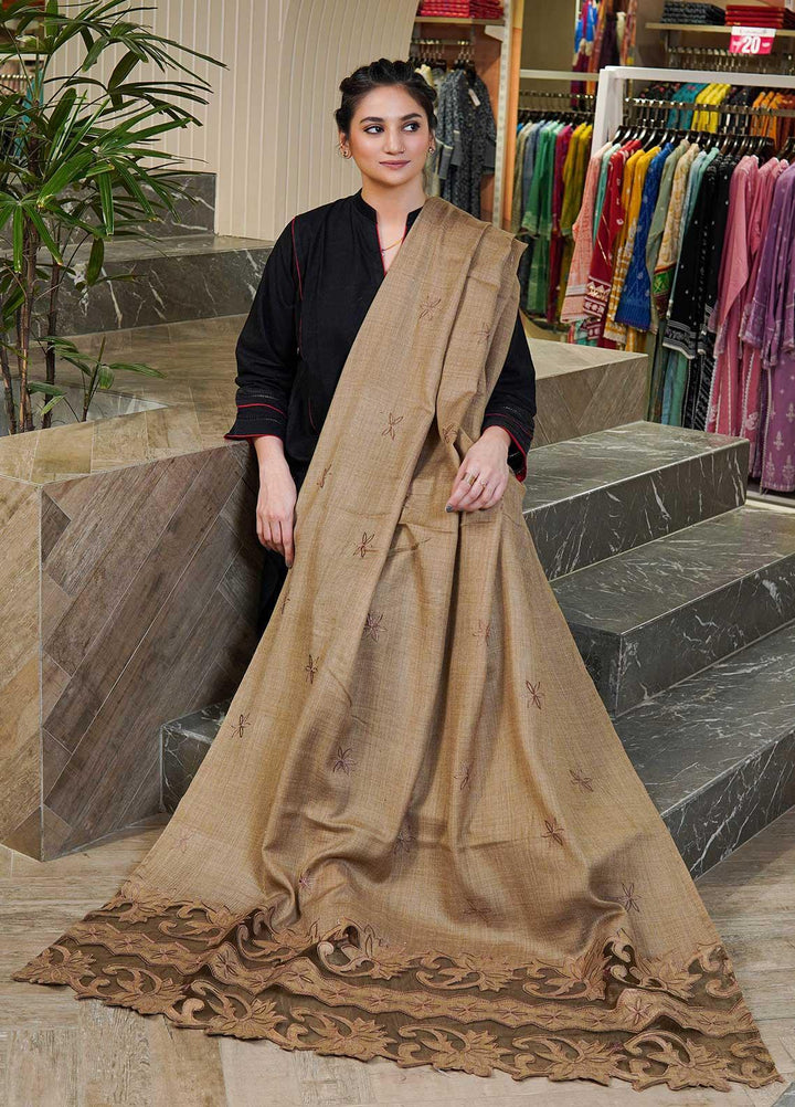 Sanaulla Exclusive Range  Pashmina  Shawls Tissue Palla C KPS-46 Brown02 - Pashmina Shawls