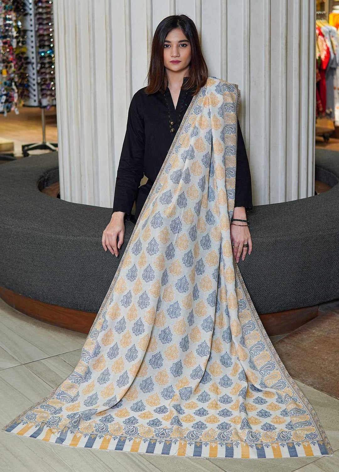 Sanaulla Exclusive Range  Pashmina  Shawls MAMA-12 Fawn - Pashmina Shawls