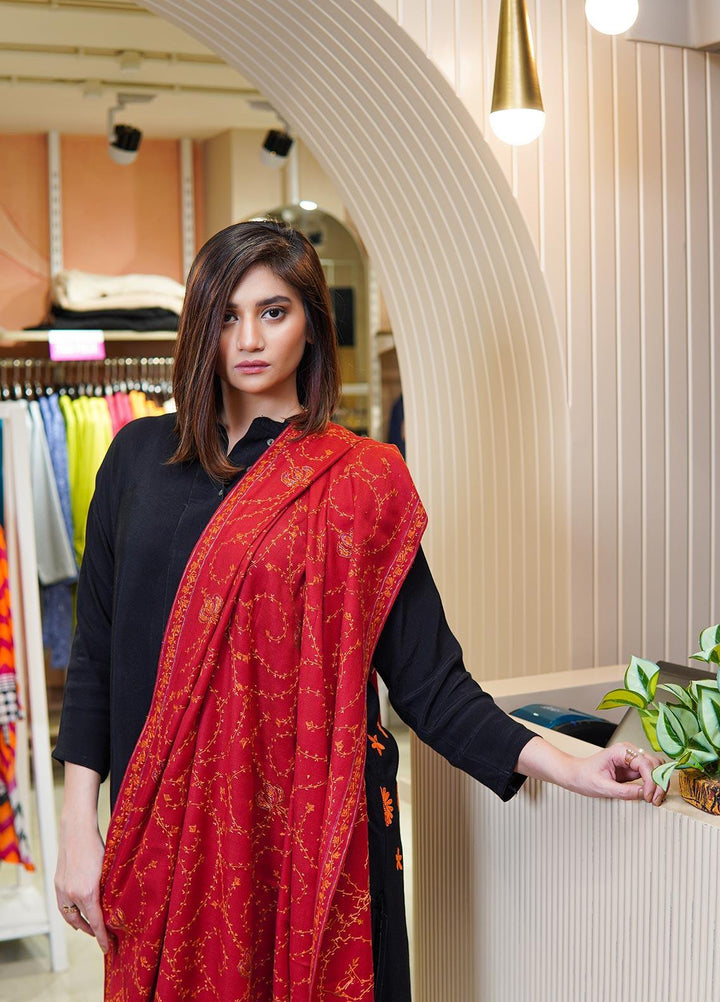 Sanaulla Exclusive Range  Pashmina  Shawls MAMA-17 Red-4 - Pashmina Shawls