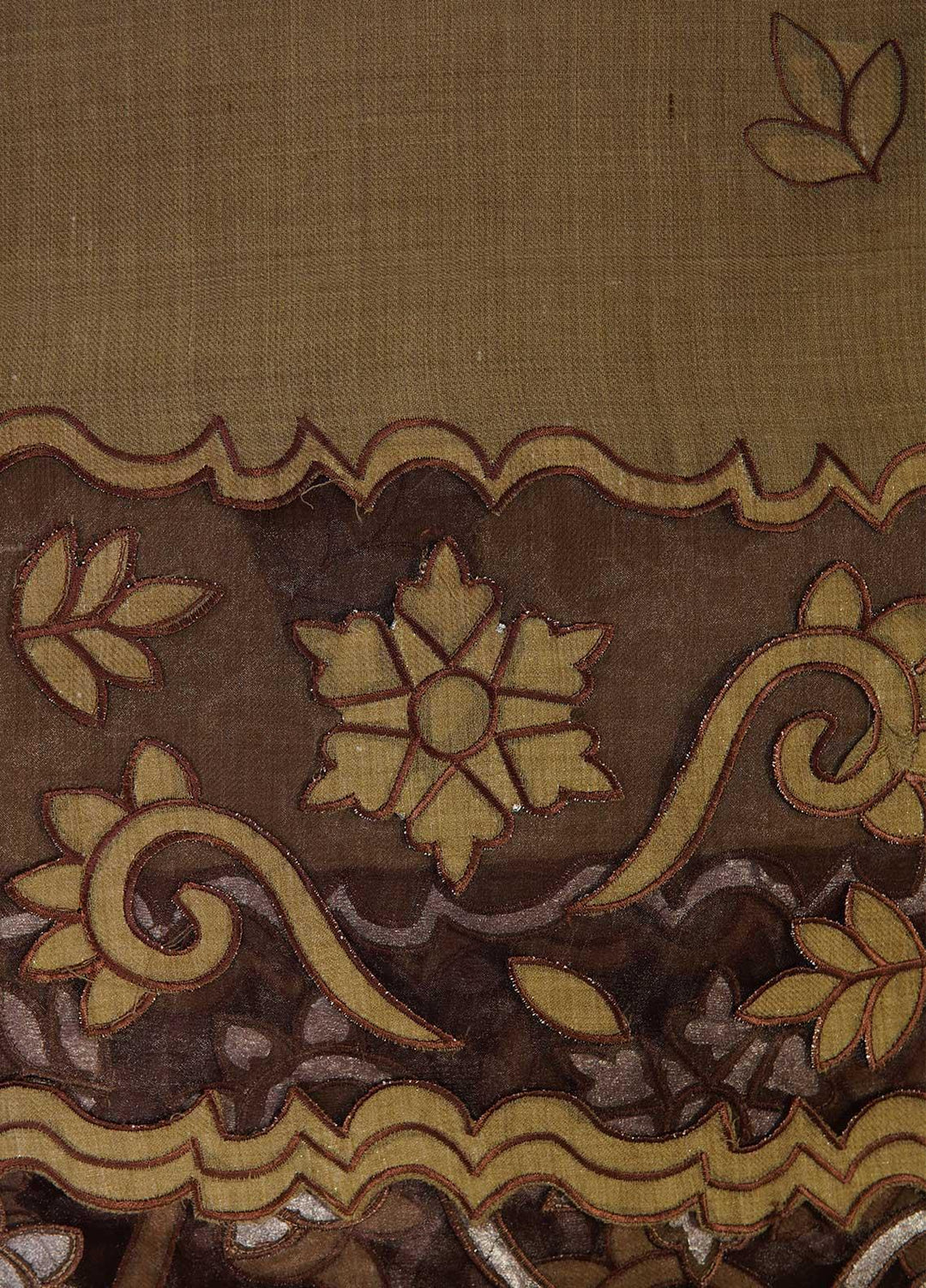 Sanaulla Exclusive Range  Pashmina  Shawls Tissue Palla C KPS-46 Brown03 - Pashmina Shawls