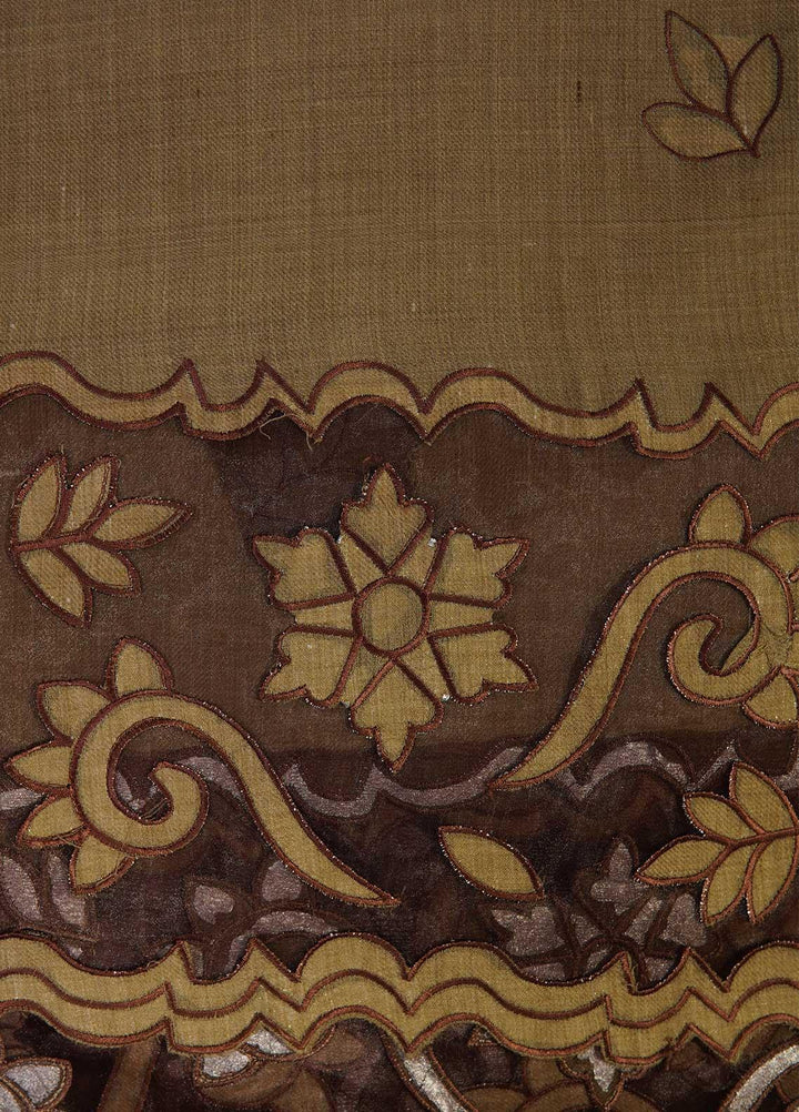 Sanaulla Exclusive Range  Pashmina  Shawls Tissue Palla C KPS-46 Brown03 - Pashmina Shawls