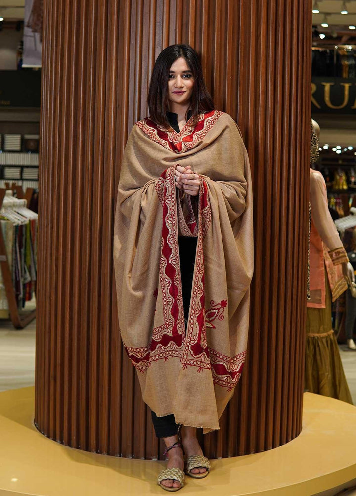 Sanaulla Exclusive Range  Pashmina  Shawls MAMA-27 Brown-4 - Pashmina Shawls