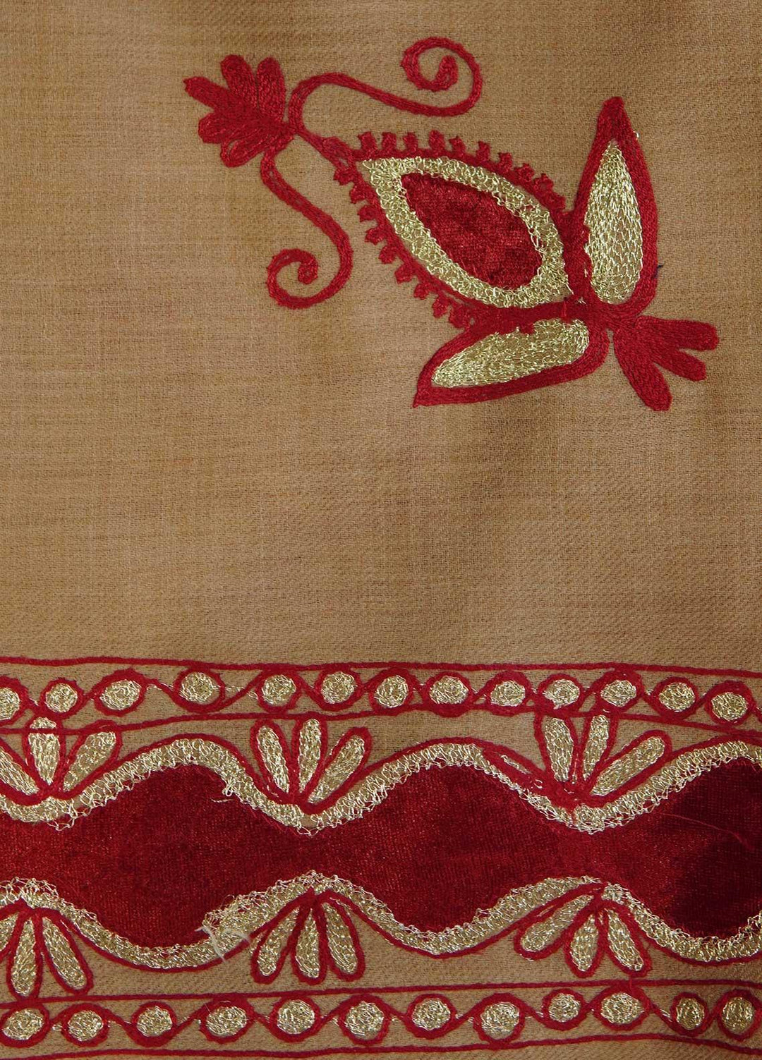 Sanaulla Exclusive Range  Pashmina  Shawls MAMA-27 Brown-4 - Pashmina Shawls