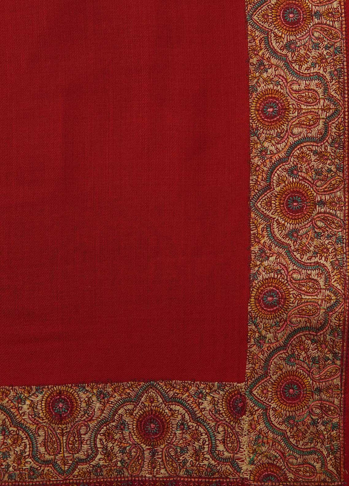 Sanaulla Exclusive Range  Pashmina  Shawls MAMA-31 Red-2 - Pashmina Shawls
