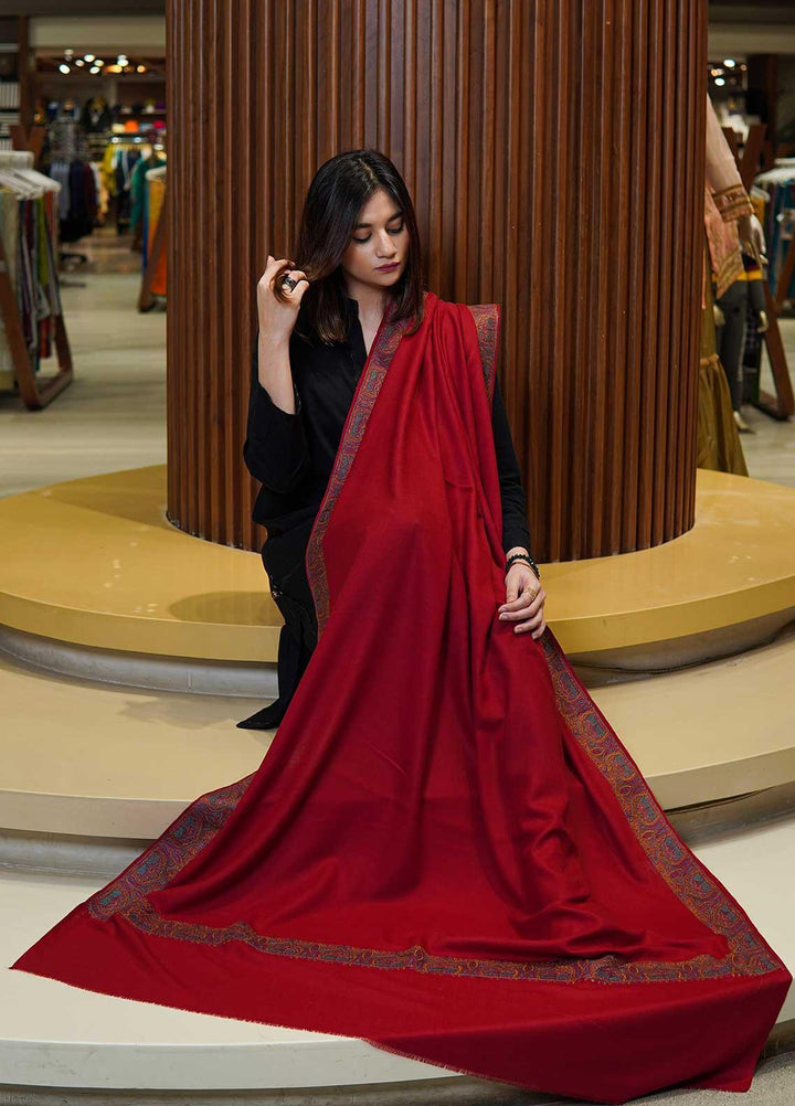 Sanaulla Exclusive Range  Pashmina  Shawls MAMA-31 Maroon - Pashmina Shawls