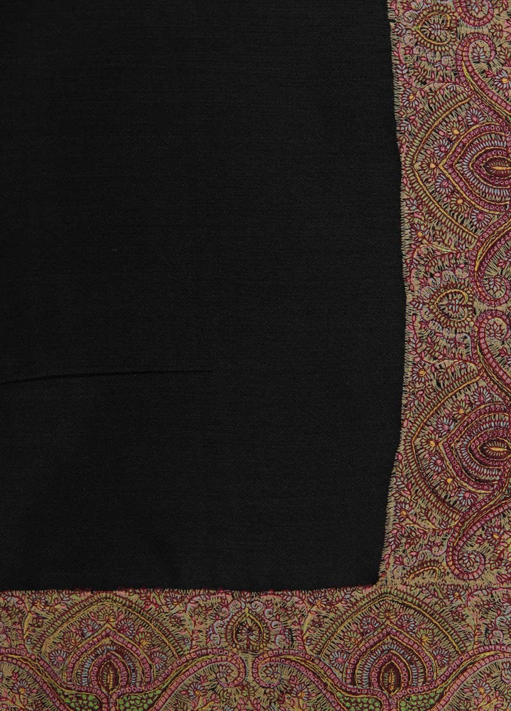 Sanaulla Exclusive Range  Pashmina  Shawls MAMA-31 Black-1 - Pashmina Shawls