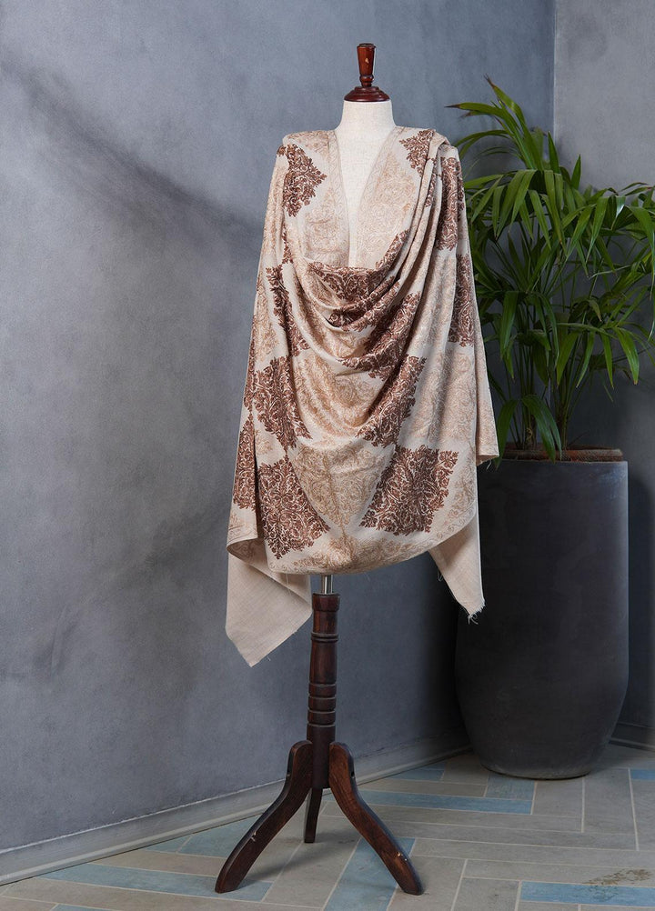 Sanaulla Exclusive Range  Pashmina  Shawls SU22PS-1 H.M AKRAM AKP-16 Fawn-3 - Pashmina Shawls