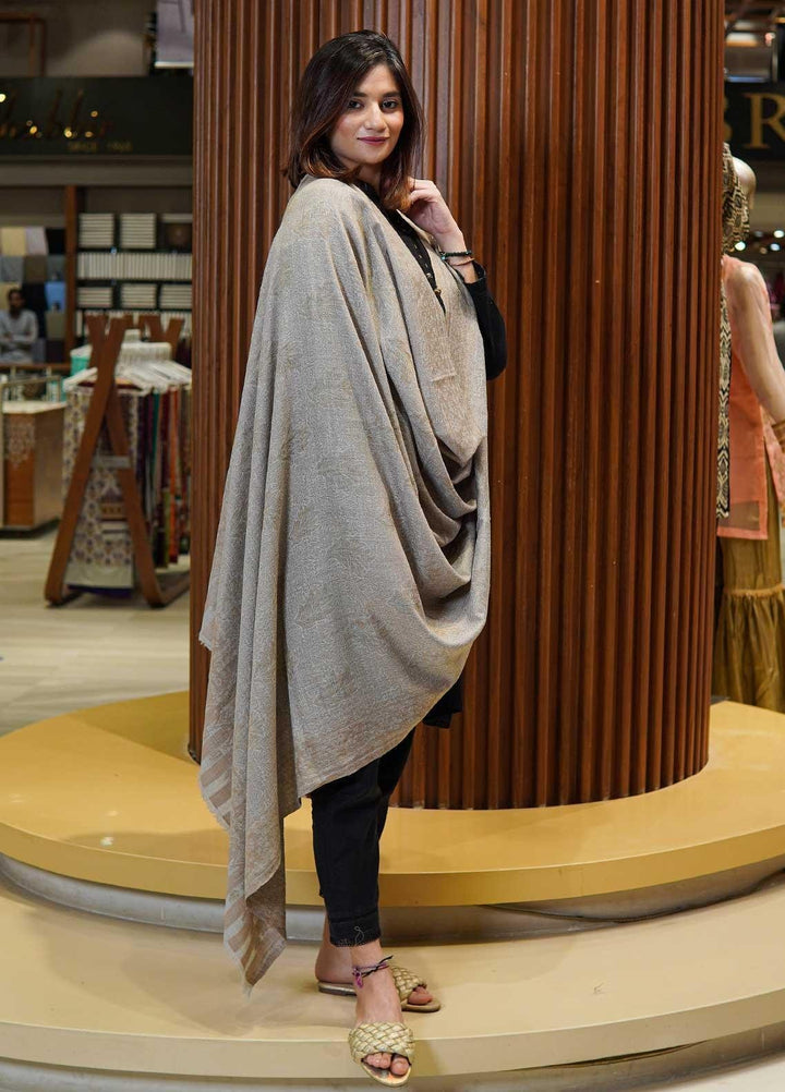 Sanaulla Exclusive Range  Pashmina  Shawls MAMA-13 Grey-1 - Pashmina Shawls