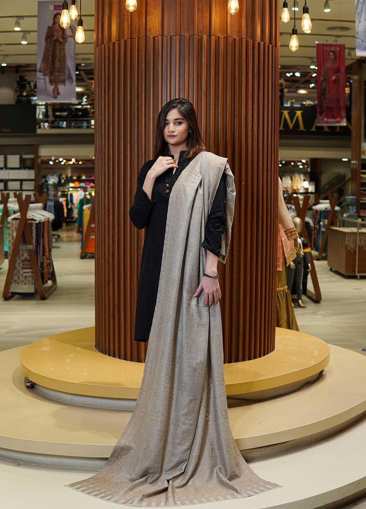 Sanaulla Exclusive Range  Pashmina  Shawls MAMA-13 Grey-1 - Pashmina Shawls