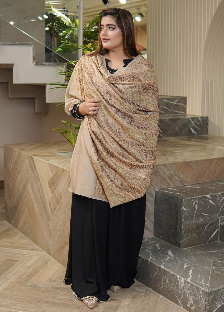 Sanaulla Exclusive Range  Pashmina  Shawls Nalki Cheri Jaal Hw KPS-35 Red  - Pashmina Shawls