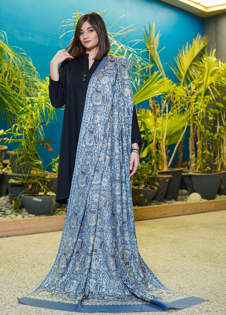 Sanaulla Exclusive Range  Pashmina  Shawls MAMA-39 Grey - Pashmina Shawls