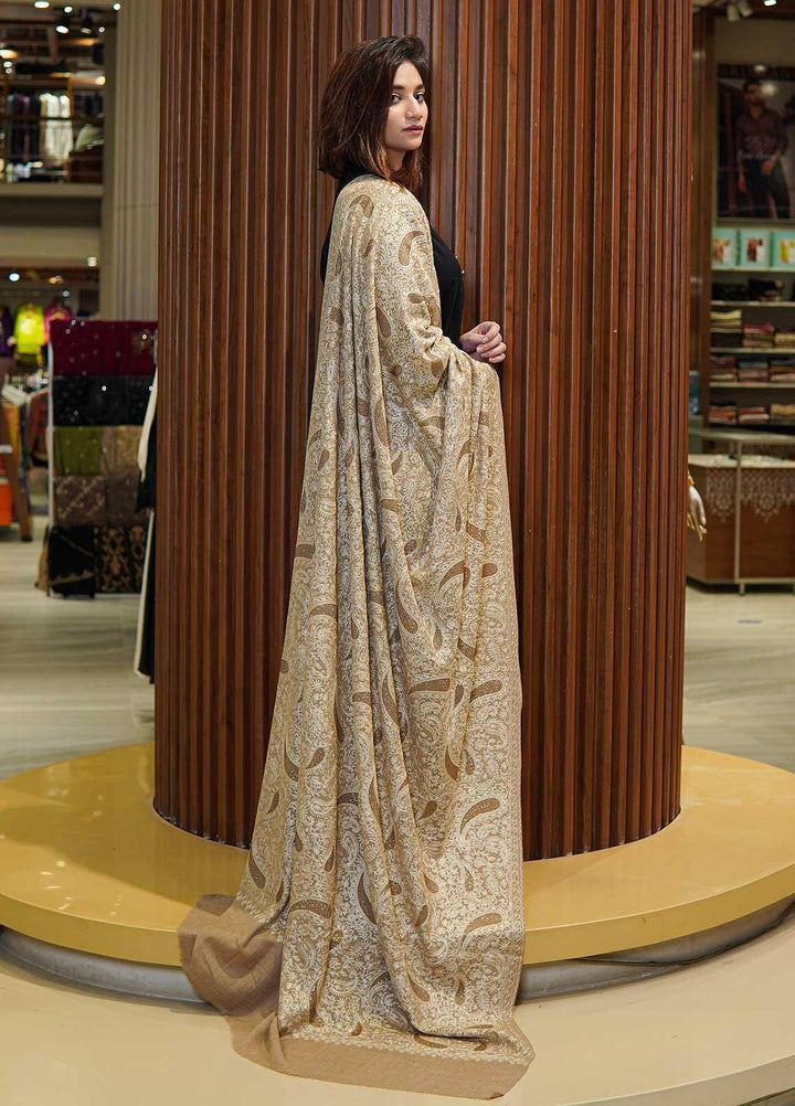 Sanaulla Exclusive Range  Pashmina  Shawls MAMA-39 Fawn-2 - Pashmina Shawls