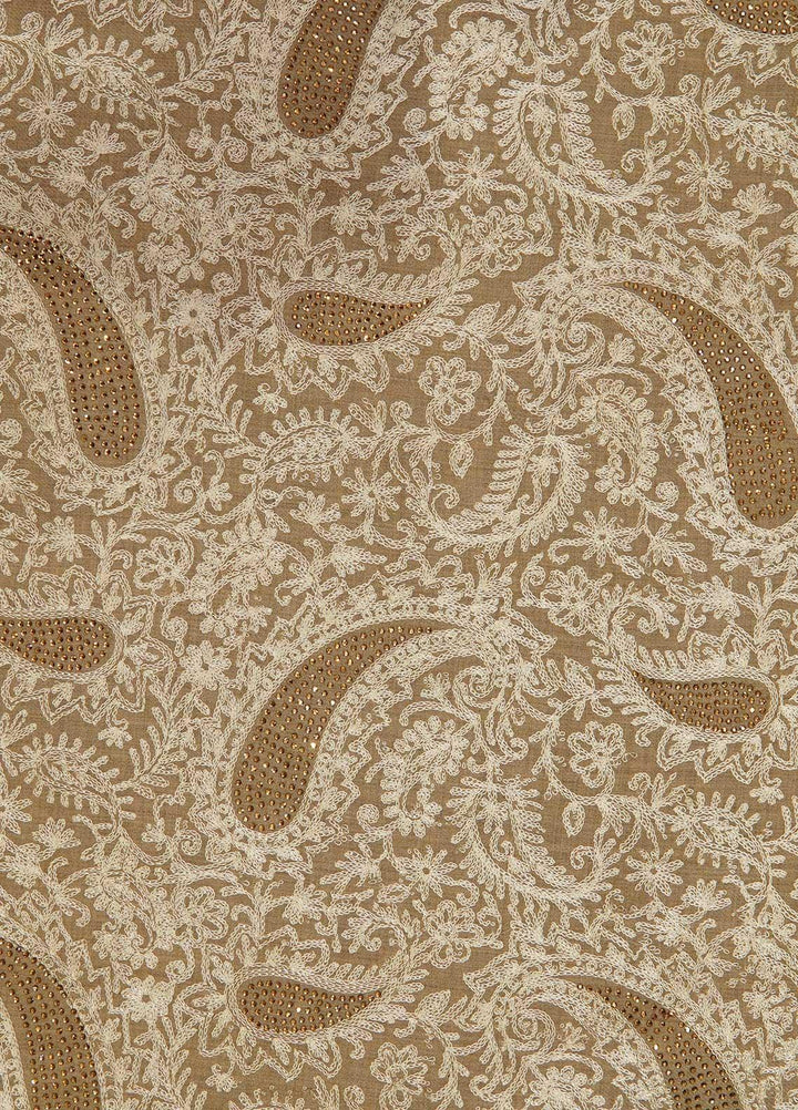 Sanaulla Exclusive Range  Pashmina  Shawls MAMA-39 Fawn-2 - Pashmina Shawls