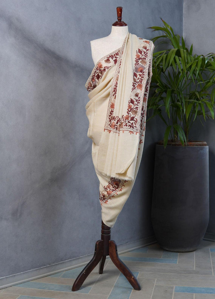 Sanaulla Exclusive Range  Pashmina  Shawls SU22PS-1 H.M AKRAM AKP-12 Beige-2 - Pashmina Shawls