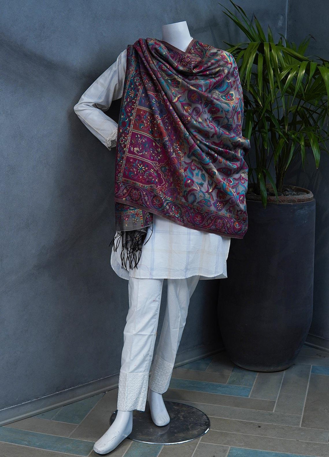 Sanaulla Exclusive Range  Pashmina  Shawls MAMA-11 Multi-2 - Pashmina Shawls