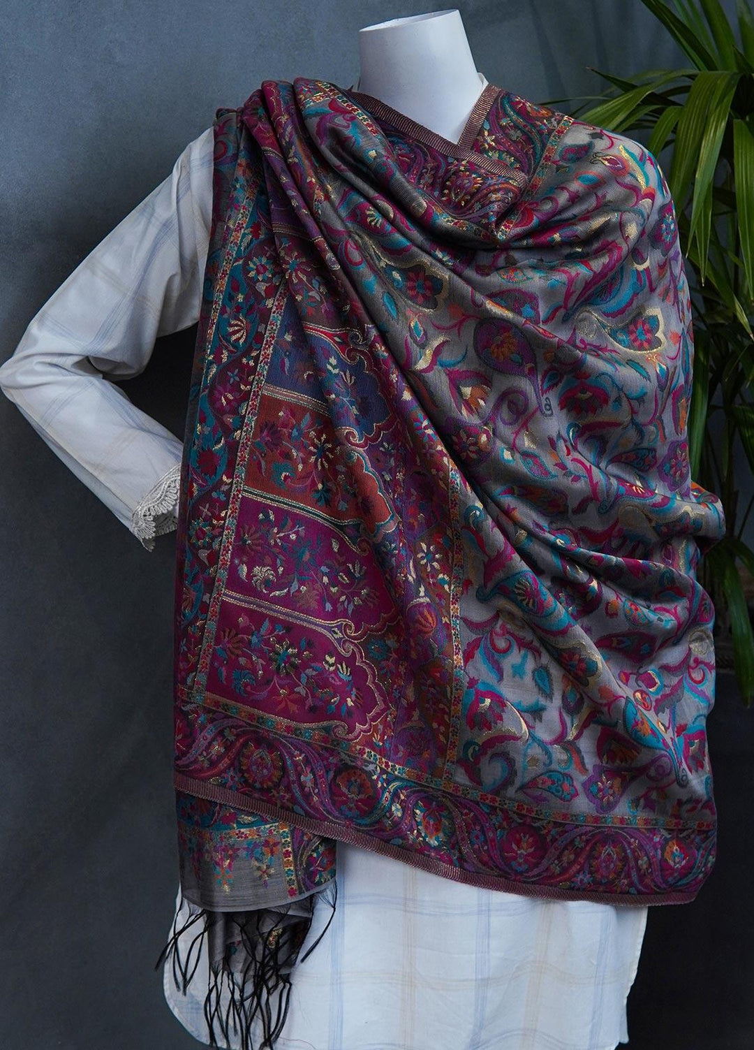 Sanaulla Exclusive Range  Pashmina  Shawls MAMA-11 Multi-2 - Pashmina Shawls