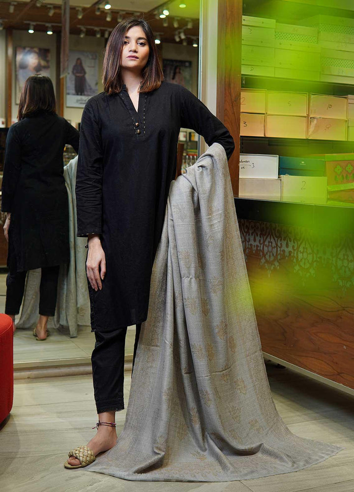 Sanaulla Exclusive Range  Pashmina  Shawls MAMA-13 Grey-2 - Pashmina Shawls