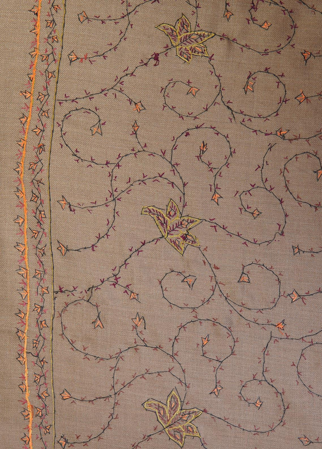 Sanaulla Exclusive Range  Pashmina  Shawls MAMA-17 Brown-2 - Pashmina Shawls