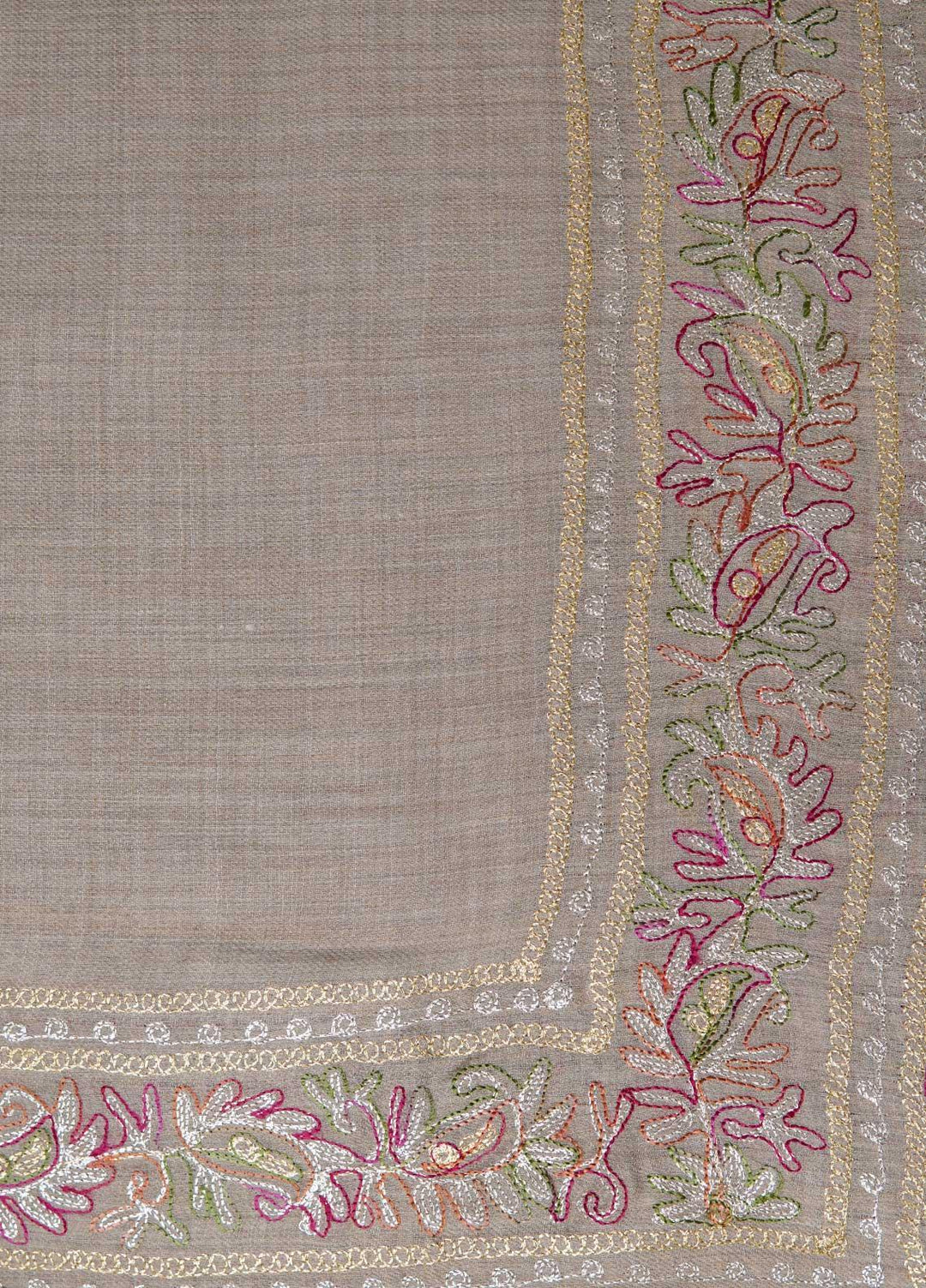 Sanaulla Exclusive Range  Pashmina  Shawls MAMA-27 Fawn-8 - Pashmina Shawls