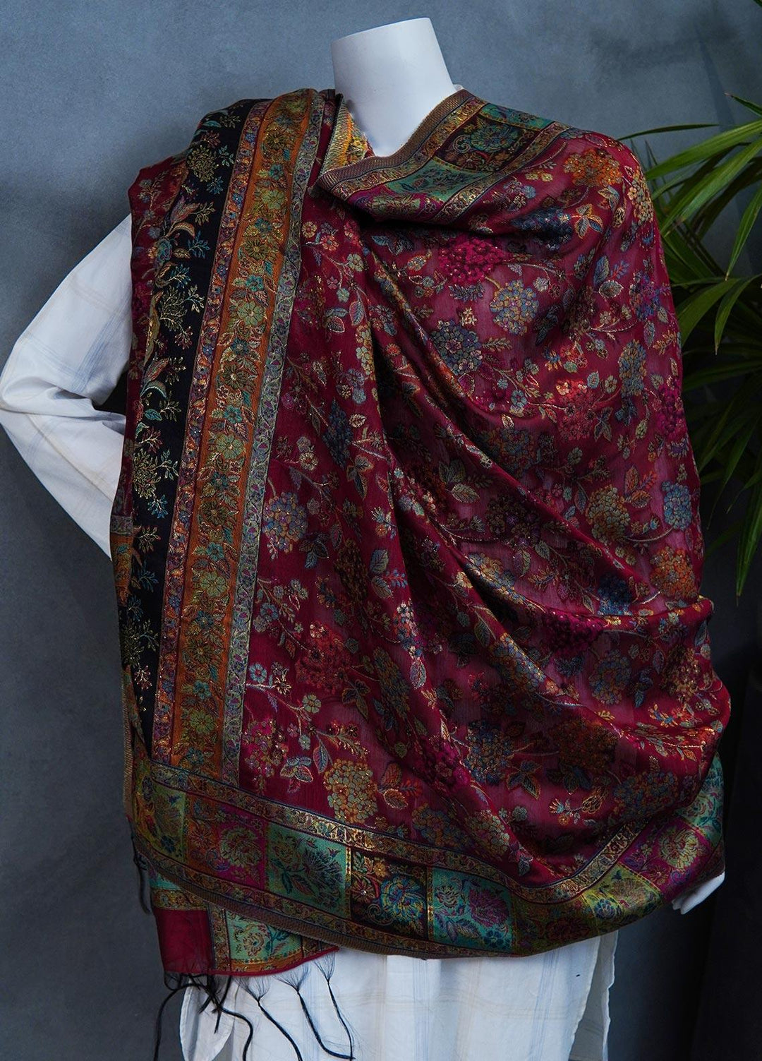 Sanaulla Exclusive Range  Pashmina  Shawls MAMA-11 Multi-3 - Pashmina Shawls