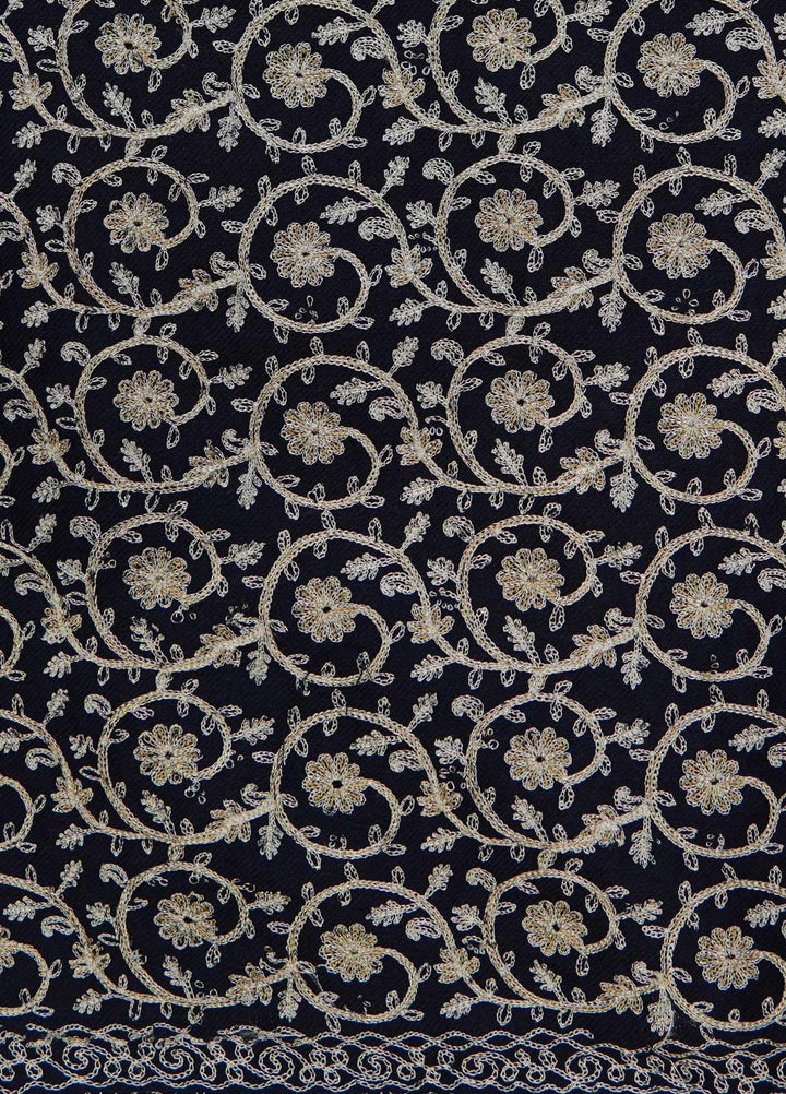 Sanaulla Exclusive Range  Pashmina  Shawls Nalki Zarri Small Jaal AD KPS-49 Blue01 - Pashmina Shawls