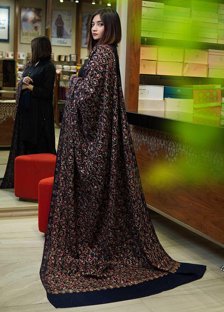 Sanaulla Exclusive Range  Pashmina  Shawls Nalki Zarri Small Jaal AD KPS-49 Blue02 - Pashmina Shawls