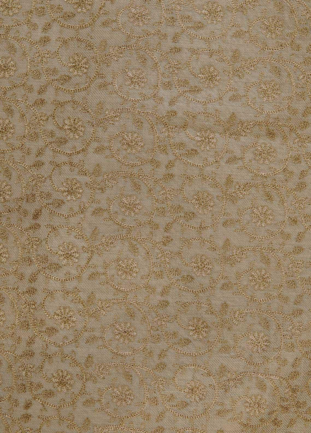 Sanaulla Exclusive Range  Pashmina  Shawls Nalki Zarri Small Jaal AD KPS-49 Fawn02 - Pashmina Shawls