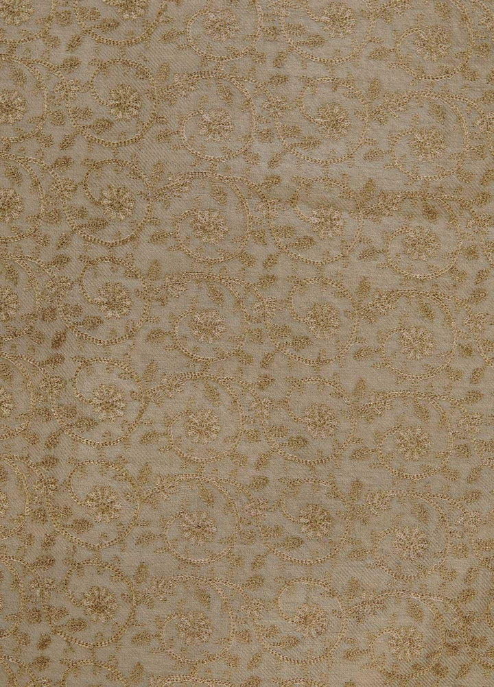 Sanaulla Exclusive Range  Pashmina  Shawls Nalki Zarri Small Jaal AD KPS-49 Fawn02 - Pashmina Shawls